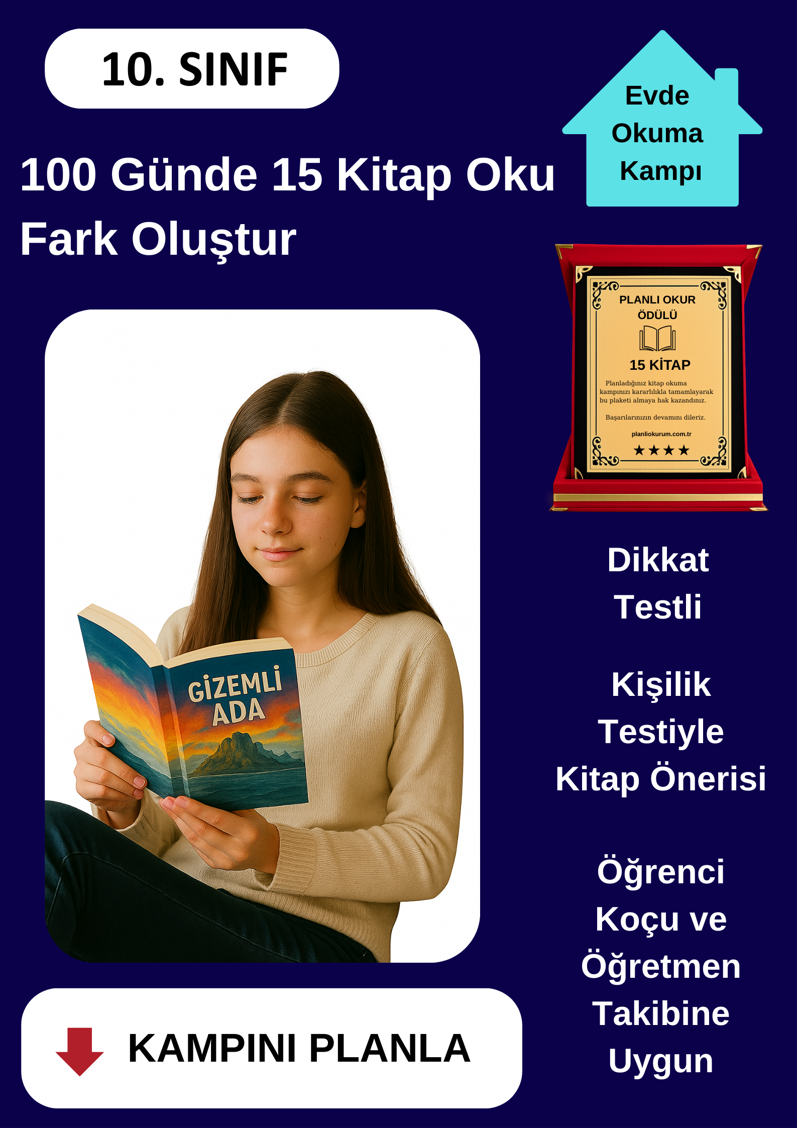 100 Günde 15 Kitap Okuma Kampı (PLAKET ÖDÜLLÜ)