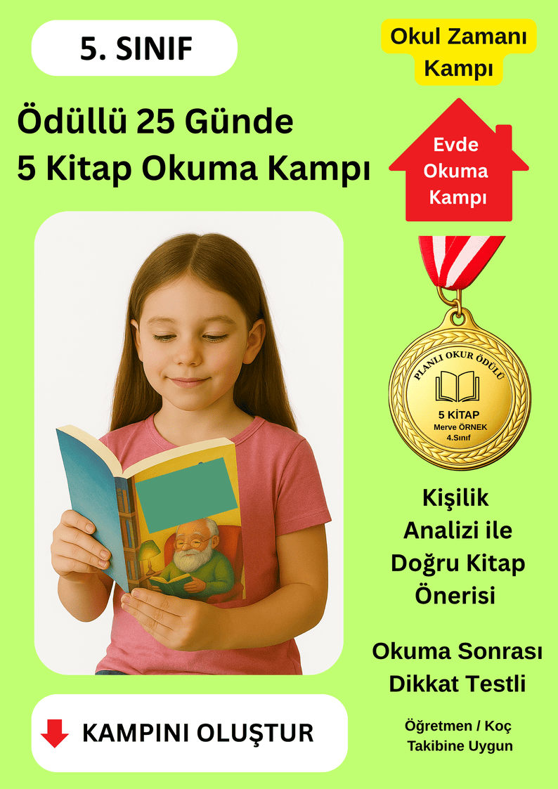 Madalya Ödüllü 25 Günde 5 Kitap Okuma Kampı