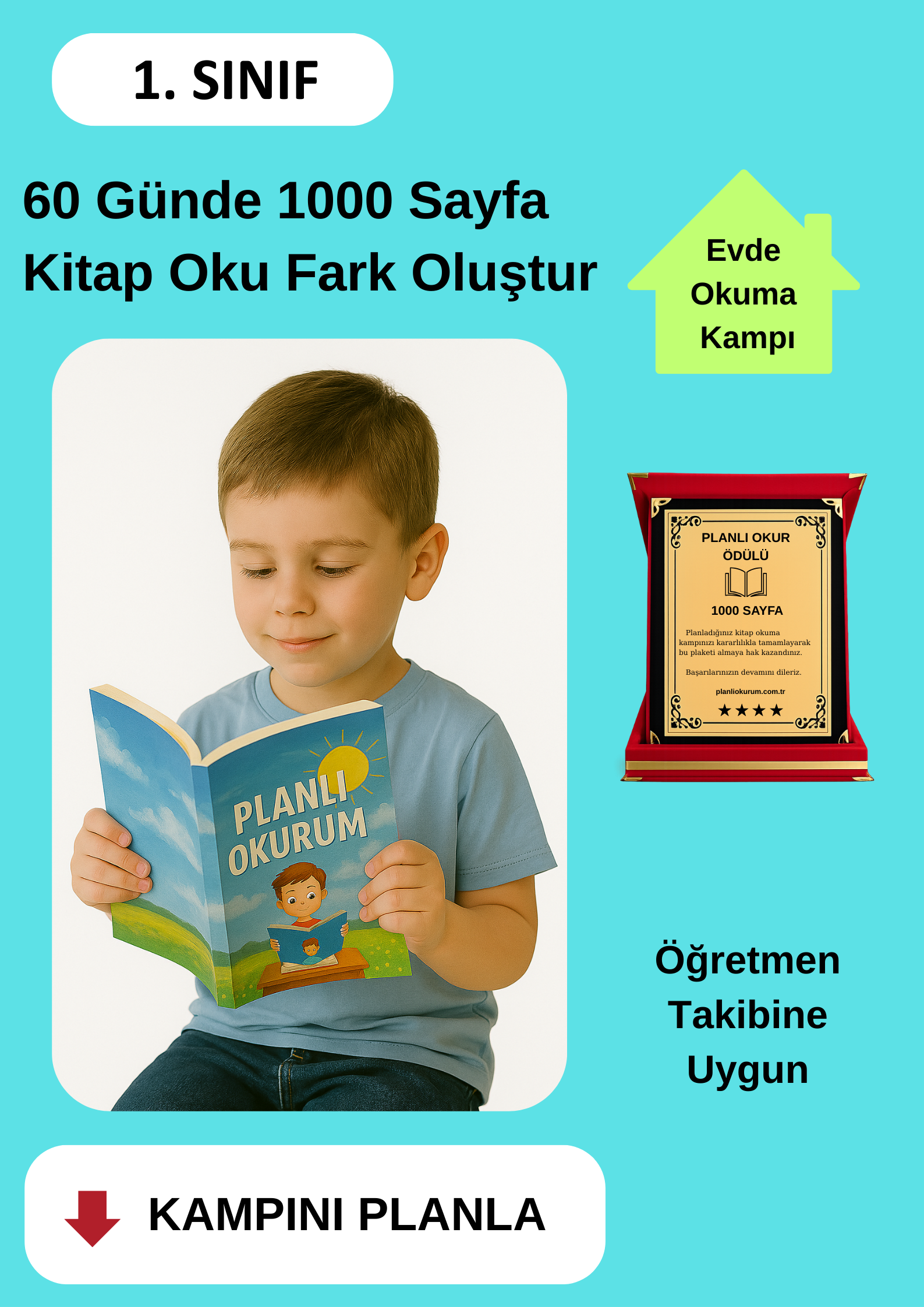 60 Günde 1000 Sayfa Kitap Okuma Kampı ((PLAKET ÖDÜLLÜ)