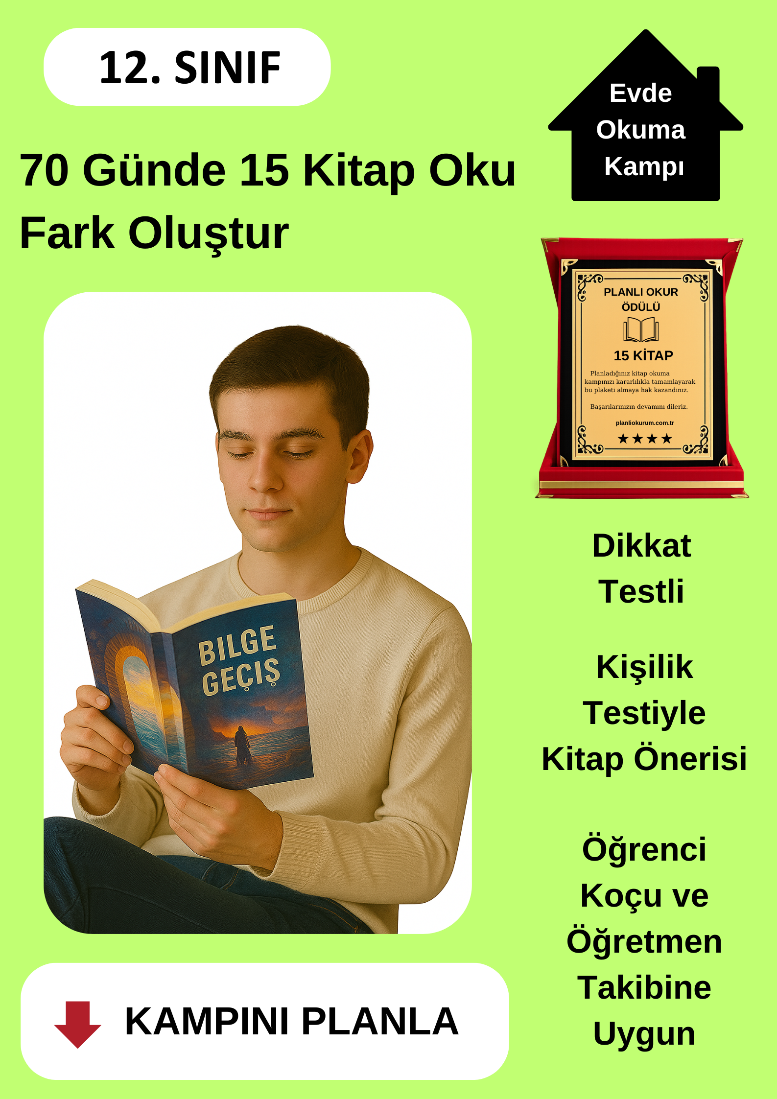 70 Günde 15 Kitap Okuma Kampı (PLAKET ÖDÜLLÜ)