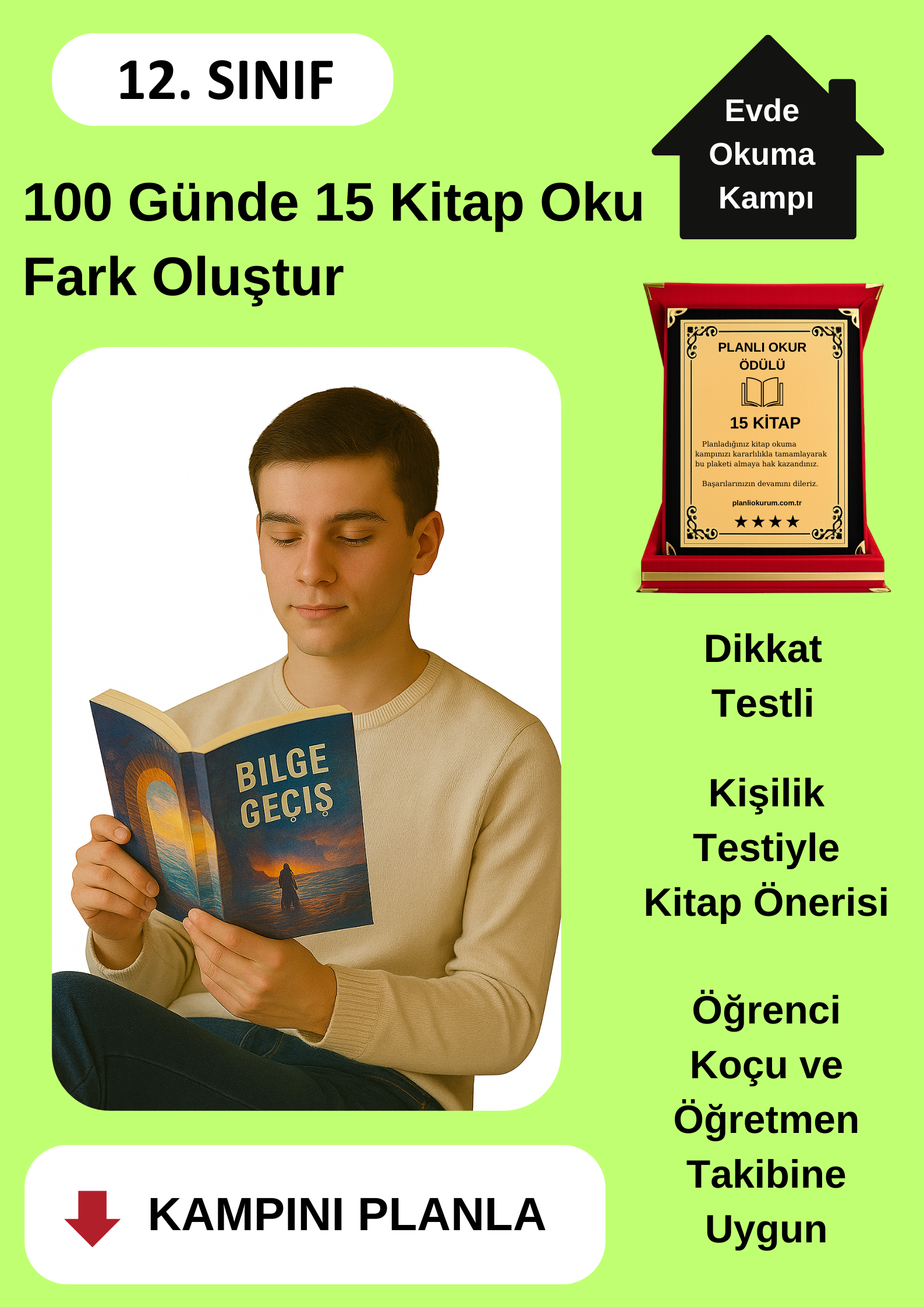 100 Günde 15 Kitap Okuma Kampı (PLAKET ÖDÜLLÜ)